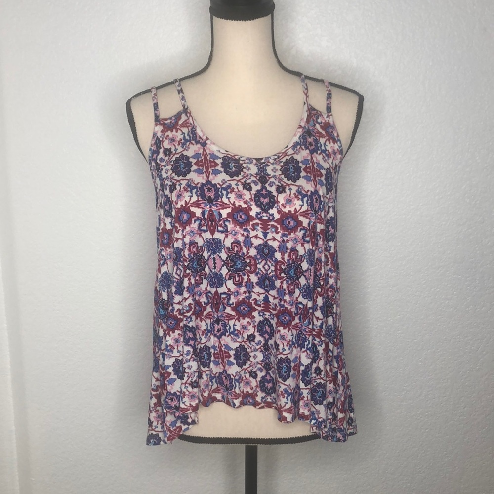 Tribal Print Tank with Crochet Back